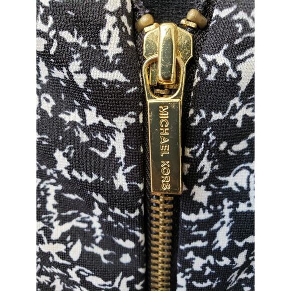 Michael Kors Pencil Dress Women XL Black Beige Textured Gold Zip Back Sleeveless - Picture 10 of 14